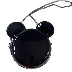 Mickey Mouse Icon Crossbody Black Patent Purse Shoulder Bag